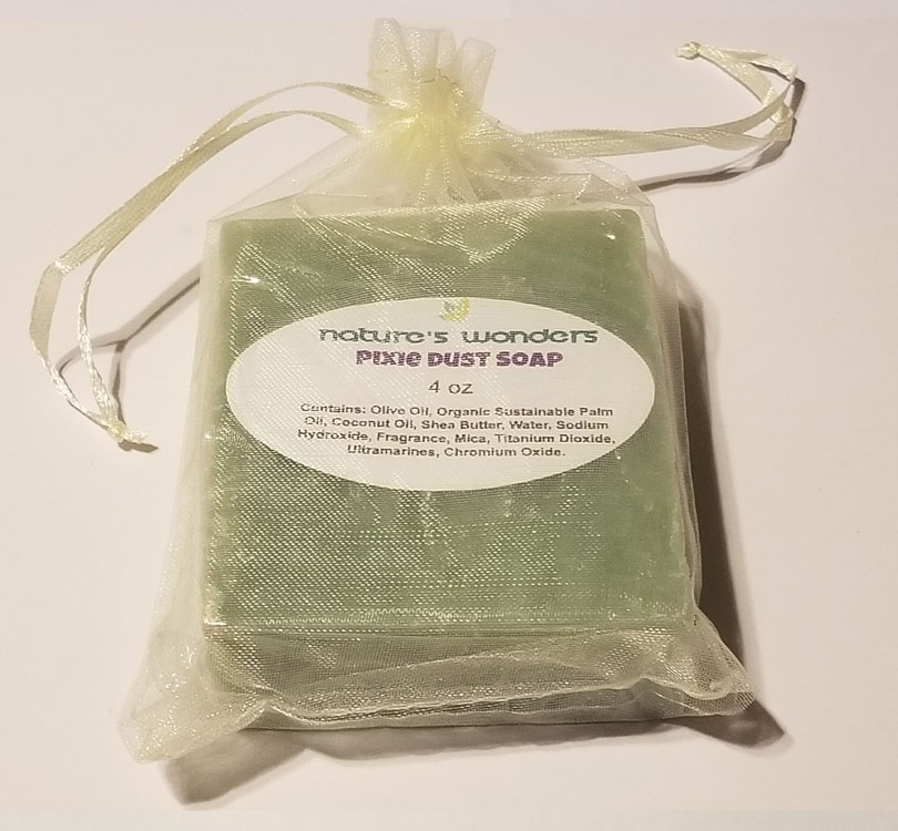 Pixie Dust Soap shrink wrapped in gift bag