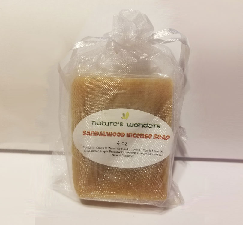 Sandalwood Incense Soap shrink wrapped in gift bag image
