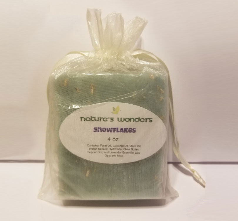 Snowflake Soap shrink wrapped in gift bag image