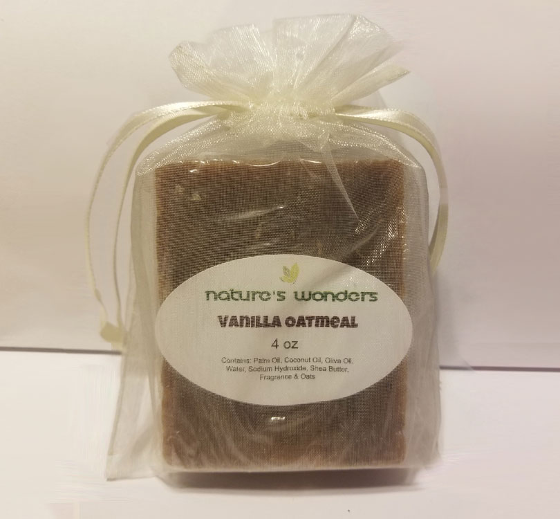 Vanilla Oatmeal Soap shrink wrapped in gift bag image